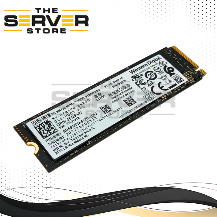 Dell Western Digital PC SN720 512GB M.2 2280 PCIe Gen3 x4 NVMe Internal Solid State Drive (SSD). P/N: SN720, SDAPNTW-512G-1012, 0FMFVN, FMFVN.