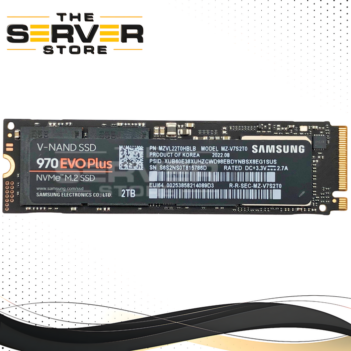 Samsung 970 EVO Plus 2TB NVMe M.2 V-NAND Solid State Drive (SSD). P/N: MZVL22T0HBLB.