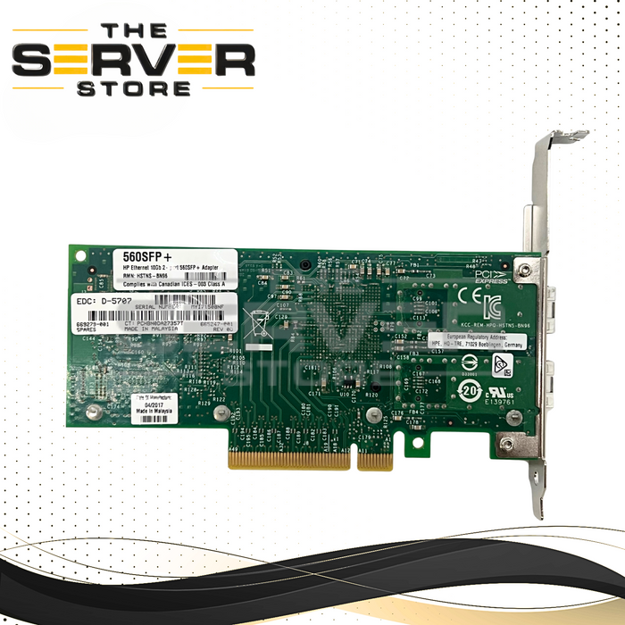 (High Profile) HPE NC560SFP 560SFP+ 10GbE SFP+ Dual Port NIC X520-DA2 669279-001 665247-001 665249-B21
