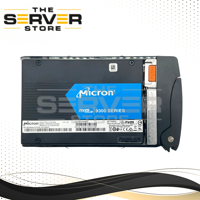 Micron 15.36TB NVMe U.2 PCIe Gen 3.0 x4 RI SFF 2.5" SSD 9300 PRO Series Enterprise MTFDHAL15T3TDP for Supermicro Server (Supermicro 2.5" Tray Included)