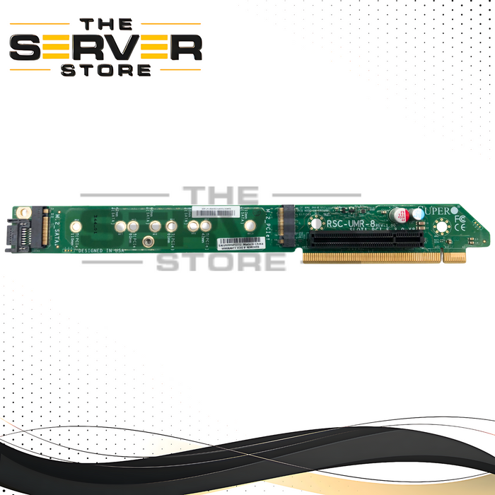 Supermicro 1U Ultra Right-Hand Side (RHS) Slot 1 Riser Card Assembly with 1x PCIe 3.0 x8 and 2x M.2 SATA Slots. P/N: RSC-UMR-8.