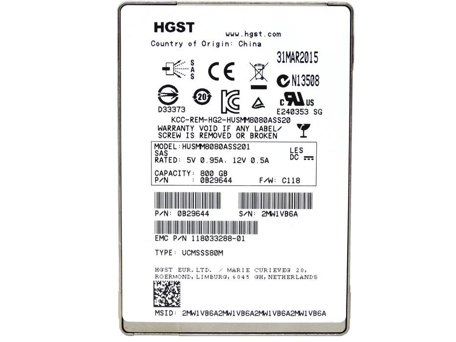 EMC 800Gb 12Gbps SAS 2.5'' Mlc Solid State Drive SSD (0B29644)