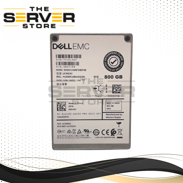 800GB SAS 2.5" 12Gbps SSD (4D43D)