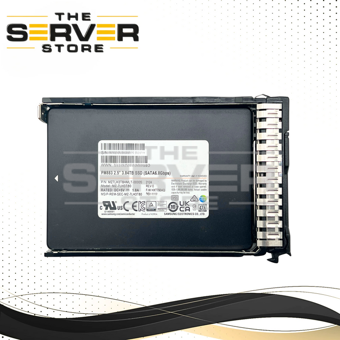 Samsung 3.84TB SATA 6G RI SFF 2.5" 7mm SED SSD PM883 Series MZ-7LH3T80 MZ7LH3T8HMLT For HPE ProLiant Server Gen9 (HPE SFF SC Tray Included)