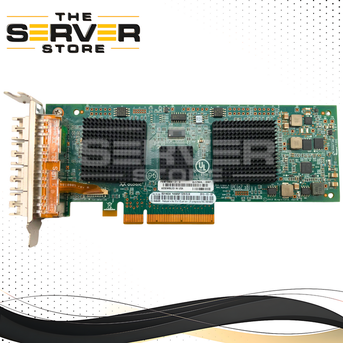 IBM QLogic QLE2564L 8Gb/s Quad-Port Fibre Channel (FC) Host Bus Adapter (HBA) with Low Profile Bracket. PCIe 2.0 x8. P/N: 00FX604, PX4810404-21, QLE2564L-IBMP.