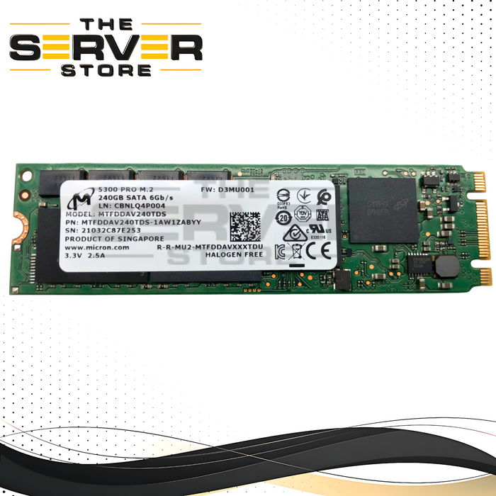 Micron 5300 Pro 240GB M.2 2280 SATA III 6Gb/s Enterprise Solid State Drive (SSD). P/N: MTFDDAV240TDS-1AW1ZABYY.