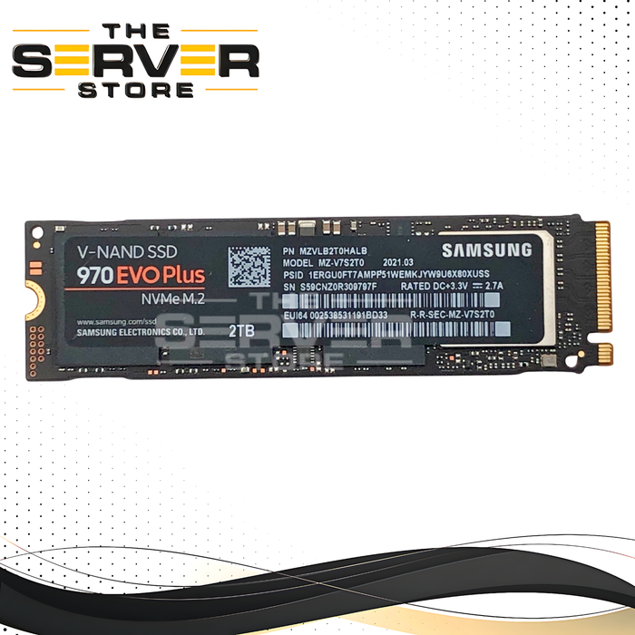 Samsung 970 EVO Plus 2TB NVMe M.2 2280 V-NAND MLC Solid State Drive (SSD). P/N: MZVLB2T0HALB.