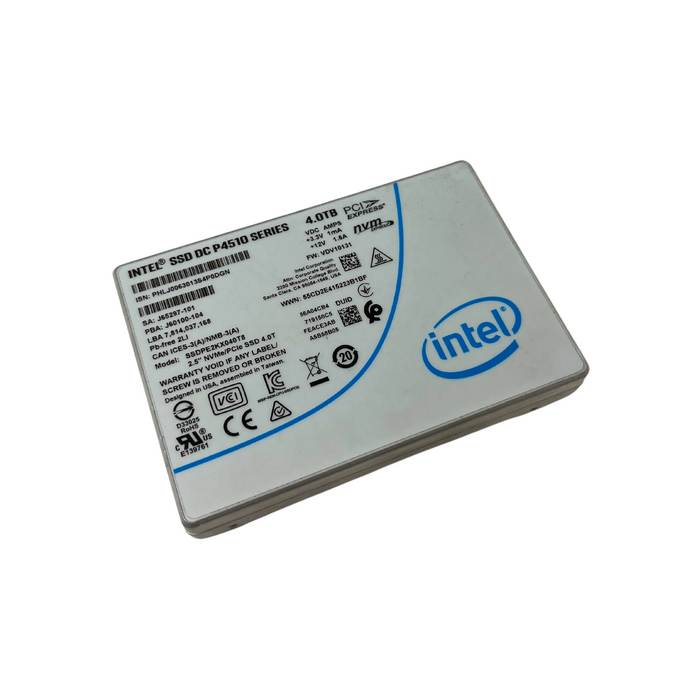 Intel 4TB SSD DC P4510 Series U.2 NVMe PCIe 2.5" Solid State Drive (SSDPE2KX040T8)