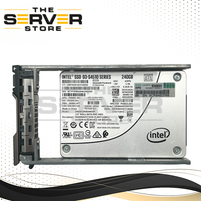 Intel 240GB SATA 6G RI 2.5" SSD D3-S4510 Series SSDSC2KB240G8P for Dell PowerEdge Gen13 (Dell PowerEdge Gen 13th Included)