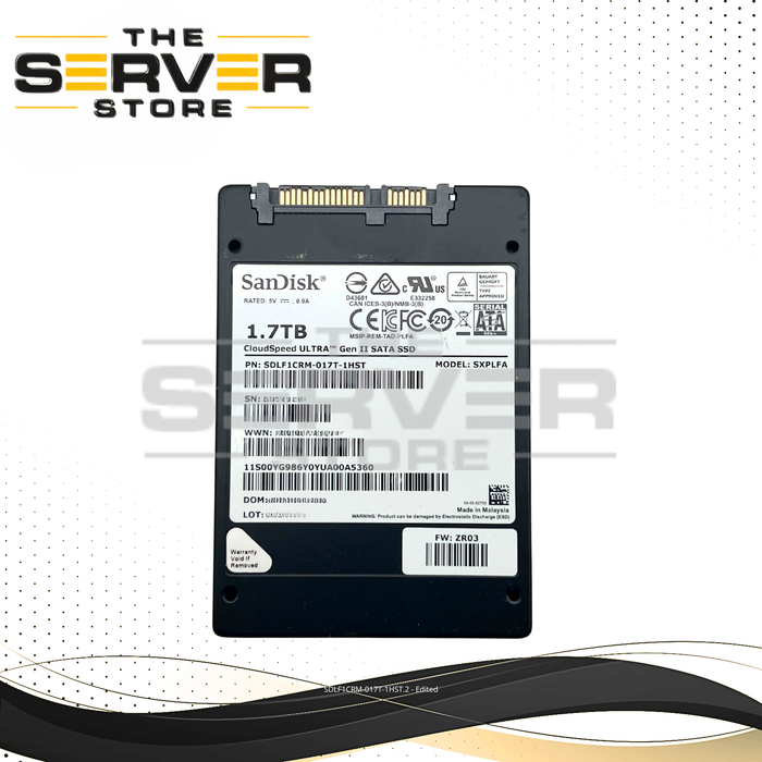 SanDisk 1.7TB SATA 6G MU SFF 2.5" 7mm SSD SXPLFA Cloudseed Ultra Gen II Series SDLF1CRM-017T-1HST