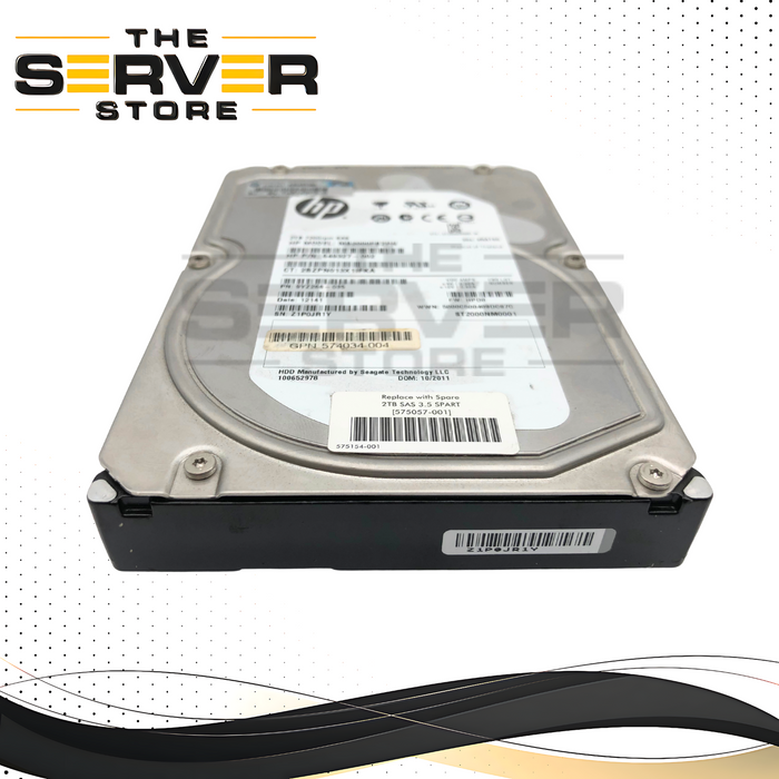 HP Seagate Constellation ES 2TB 7200RPM 6Gb/s SAS 3.5-inch LFF Enterprise Hard Disk Drive. P/N: MB2000FBZPN, 649327-002, 9YZ268-035, 574034-004, 575154-001, 575057-001.