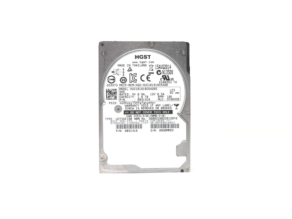 HGST Hitachi Ultrastar 1.8TB 10K SAS 12Gbps 2.5'' HDD Hard Drive (HUC101818CS4205)