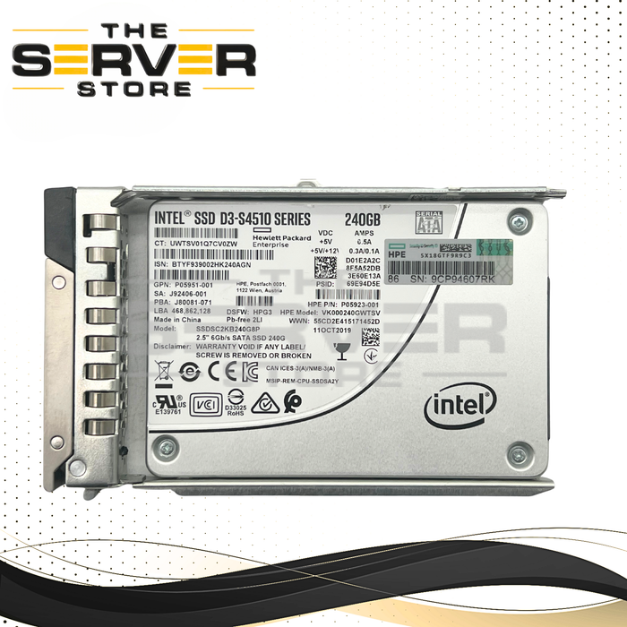 Intel 240GB SATA 6G RI 2.5" SSD D3-S4510 Series SSDSC2KB240G8P for Dell PowerEdge Gen15 (Dell PowerEdge Gen 15th Included)