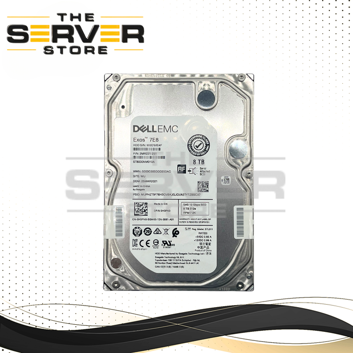 Dell EMC 8TB SAS 12G 7.2K RPM LFF 3.5" SED HDD Seagate Exos 7E8 Series ST8000NM010A 0H3PN0 H3PN0