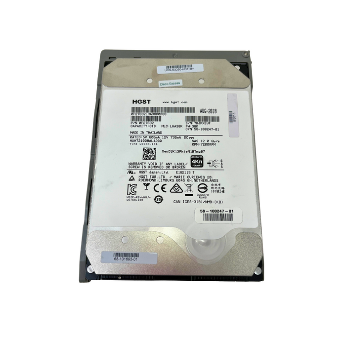 Cisco HGST 8TB 7.2K RPM SAS 12Gbp/s 3.5'' HDD HUH721008AL4200 (HUH721008AL4200)