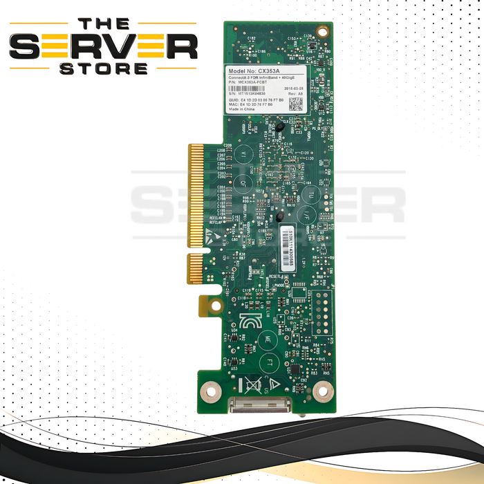 Mellanox ConnectX-3 VPI Single-Port FDR InfiniBand (56Gb/s) and 40/56GbE Adapter Card. RDMA Card Only, No Bracket. P/N: MCX353A-FCBT.