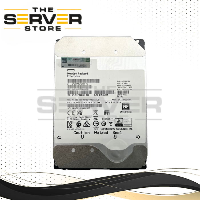 HPE 14TB SATA 6G 7.2K RPM LFF 3.5" HDD Business Critical Western Digital (HGST) Ultrastar DC HC550 WUH721814ALE600 MB014000GXUCD P60800-001