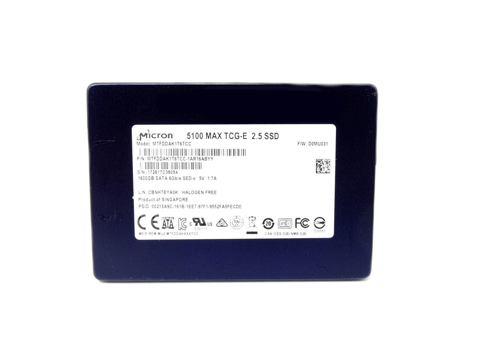 Micron 5100 Max 1.6TB 6Gb/s SATA 2.5'' SSD Solid State Drive (MTFDDAK1T6TCC)