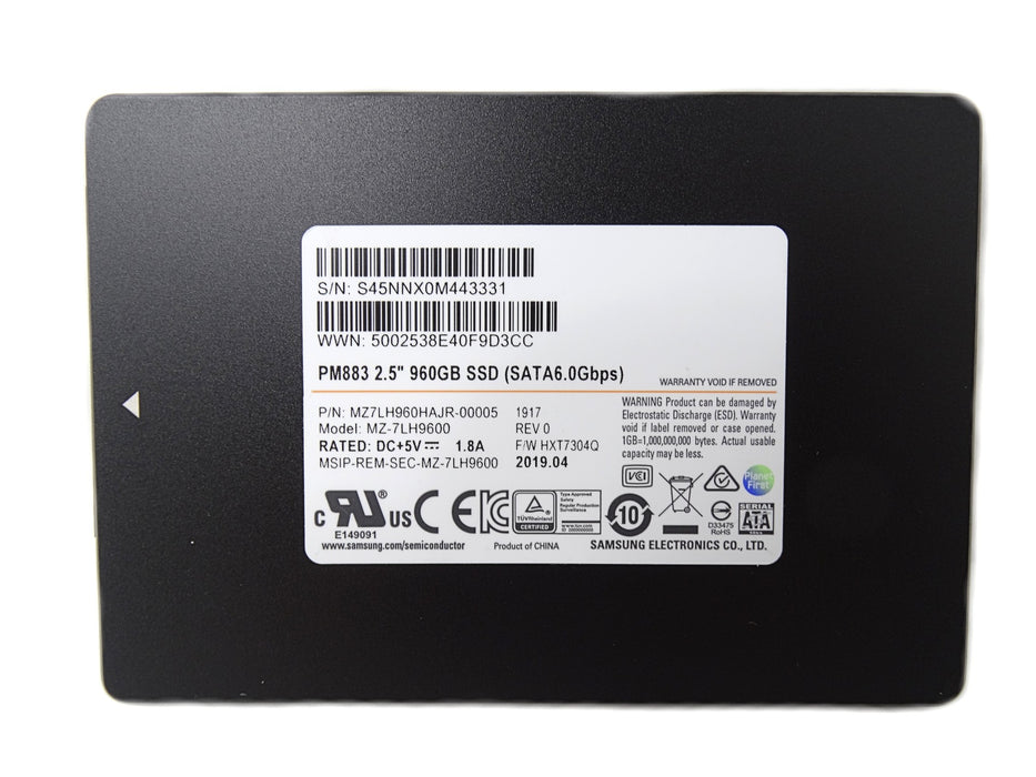 Samsung PM883 960GB 6Gbps SATA 2.5'' Solid State Drive MZ-7LH9600 SSD (MZ7LH960HAJR)