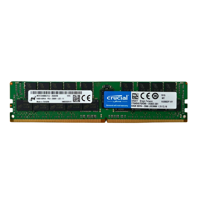 Micron 64GB 4DRX4 PC4-2666V DDR4 2666Mhz ECC REG LRDIMM Server Memory (MTA72ASS8G72LZ-2G6D2)