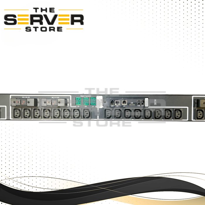 (NEW OPEN BOX) Server Technology PRO2 Switched 0U Vertical 3-Phase Wye PDU with PIPS, 240V/415V 24A Continuous (32A Max) Input, IEC 60309 3P+N+PE Red Plug, 48x IEC C13 High-Retention Outlets STV-4523G-SB-revD