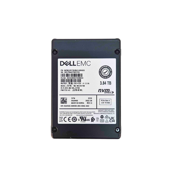 DELL/EMC 3.84TB NVME PCIe SSD 2.5 (G5N65)