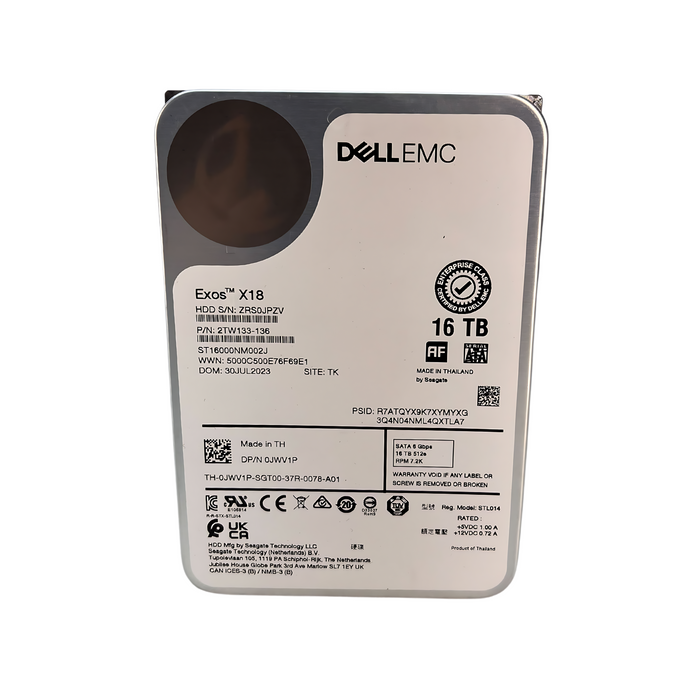 Dell 16TB 7.2K 6Gbps SATA 3.5 HDD Hard Drive 512e (JWV1P)