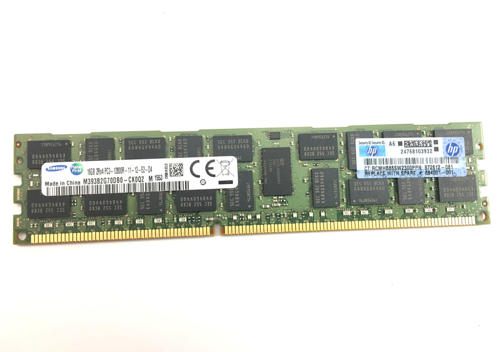 HP 16GB 2RX4 DDR3 PC3-12800R SERVER MEMORY (M393B2G70DB0-CK0Q2-HP)