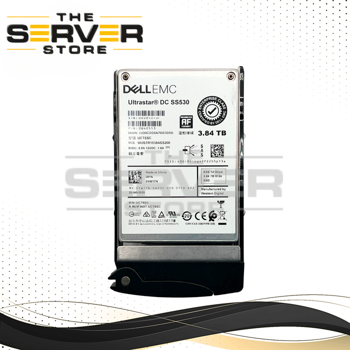 (New Open Box) Western Digital (WD) 3.84TB SAS 12G RI SFF 2.5" SSD DC SS530 Series WUSTR1538ASS200 for Supermicro Servers with Tray