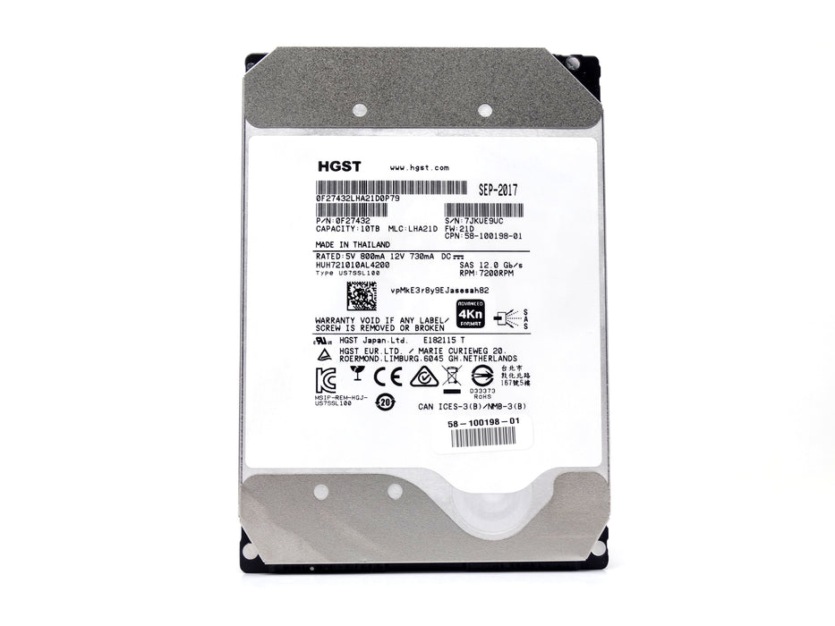 Cisco HGST 10TB 7.2K 12Gbps 4Kn SAS 3.5'' HDD Hard Drive (58-100198-01)