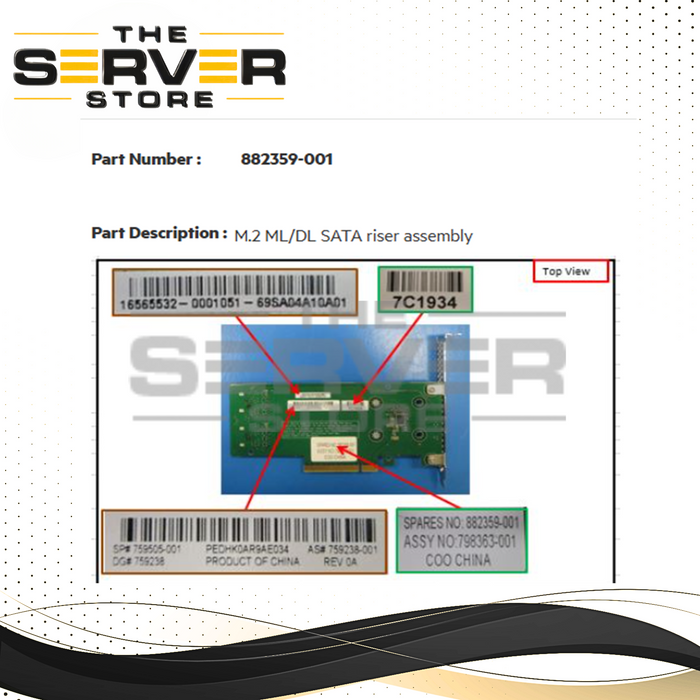 HPE SATA M.2 ML/DL Dual Drive PCIe Riser Card (Card Only) 797907-001