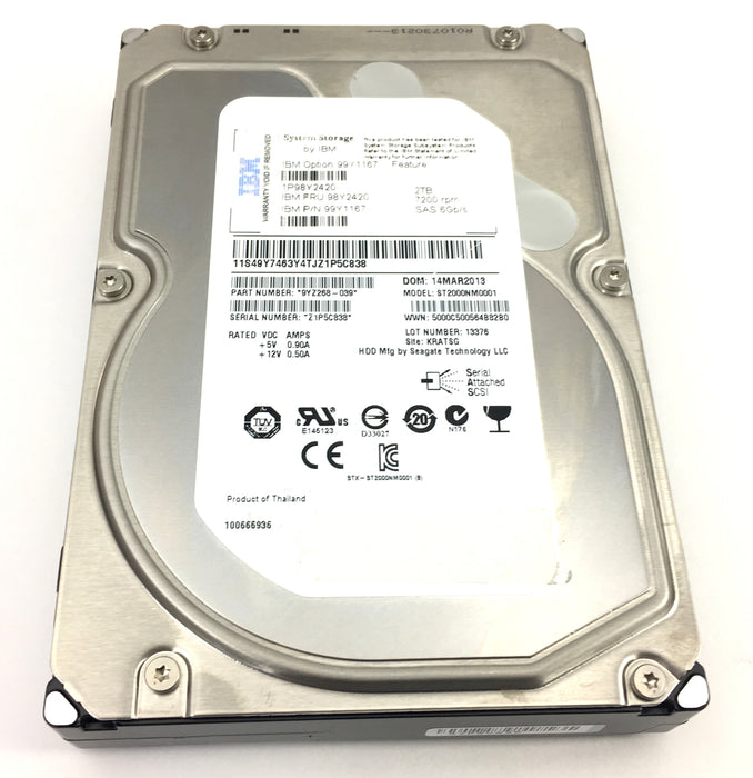 IBM 2TB 7.2K 6GBPS SAS 3.5'' HARD DRIVE (9YZ268-039)