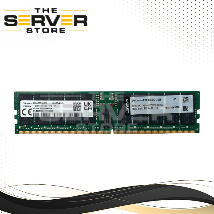 Lenovo 64GB 2Rx4 DDR5-5600 PC5-44800 EC8/ECC Registered Memory SK Hynix HMCG94AGBRA628N Compatible with: SM37B82337 03LA985