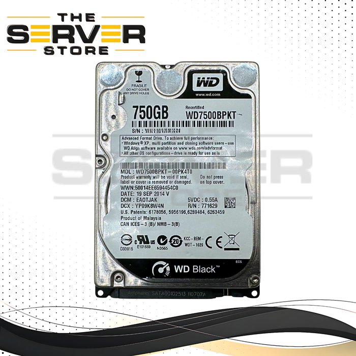 Western Digital 750GB SATA 3G 7.2K RPM SFF 2.5" HDD Scorpio Black Series WD7500BPKT-00PK4T0