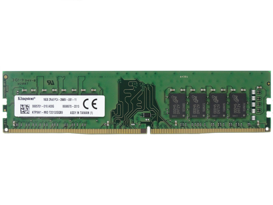 Kingston 16GB 2RX8 PC4-2666V DDR4 2666MHz Unbuffered Non-ECC Memory (KTP9W1)