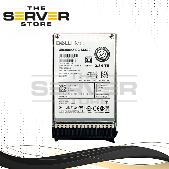(New Open Box) Western Digital (WD) 3.84TB SAS 12G RI SFF 2.5" SSD DC SS530 Series WUSTR1538ASS200 for Lenovo ThinkSystem Servers with Tray