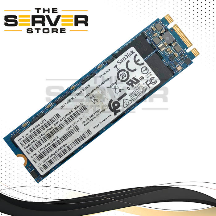 HPE SanDisk X400 256GB M.2 2280 SATA 6Gb/s Solid State Drive (SSD). P/N: 856448-001.