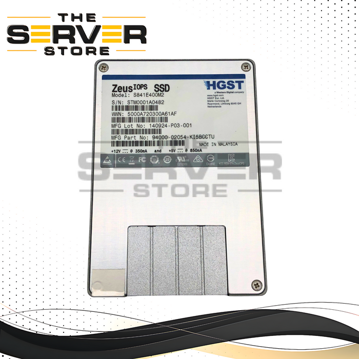HGST Zeus IOPS 400GB 6Gb/s SAS 2.5-inch SFF High-Endurance Enterprise Solid State Drive (SSD). P/N: 94000-02054-KI5BCCTU, S841E400M2.