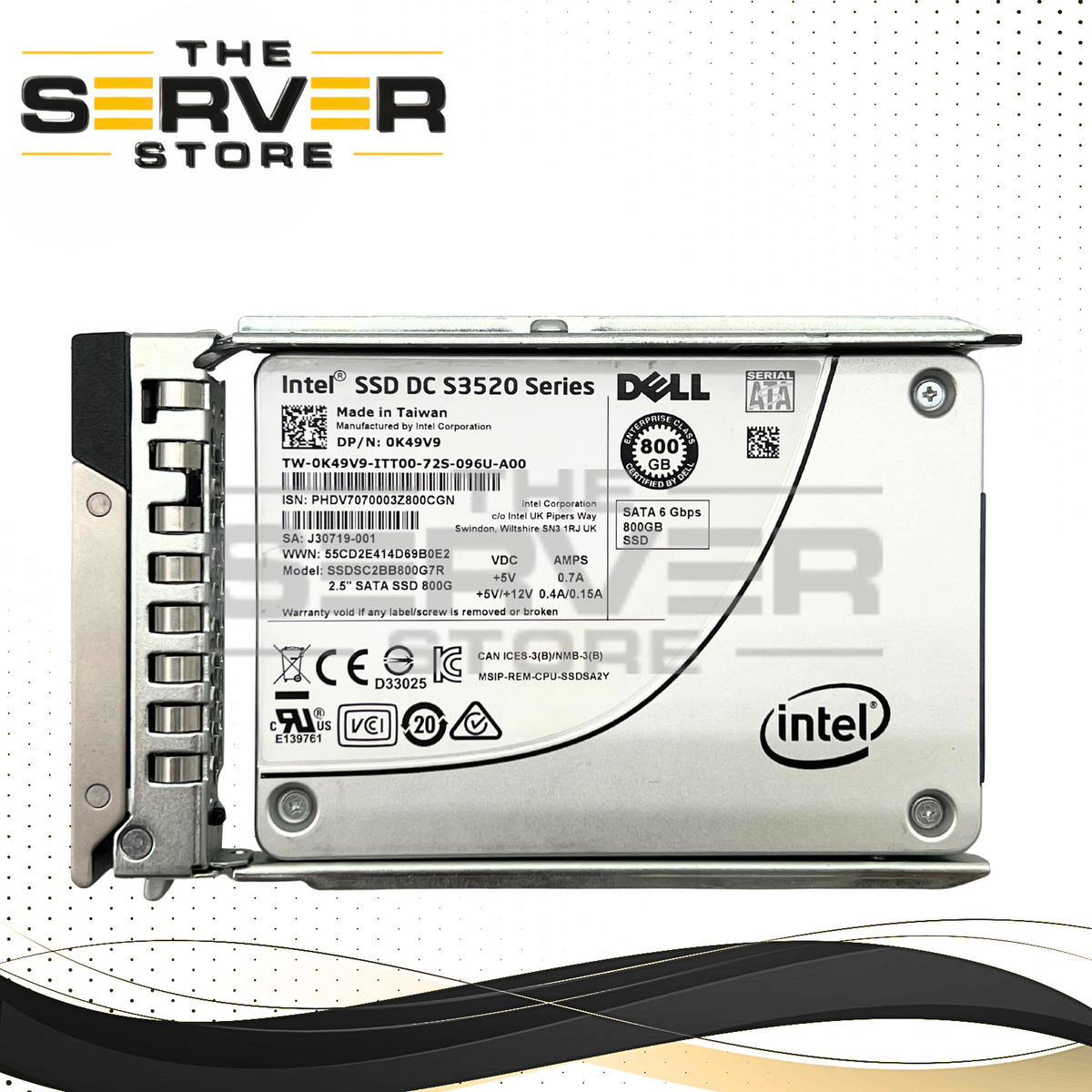 Dell 800GB SATA 6G RI 2.5" SSD Intel S3520 SSDSC2BB800G7R 0K49V9 K49V9 ...