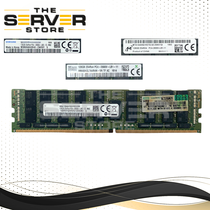 HPE 128GB 2S4Rx4 DDR4-2666V-L PC4-21300 LRDIMM ECC Memory 815102-B21 840760-091 850883-001