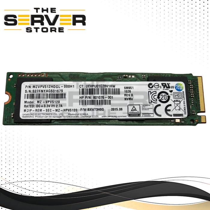 HPE 512GB NVMe 2280 M.2 G3 x4 G2 Z Turbo SSD Samsung SM951 MZ-VPV5120 801076-001