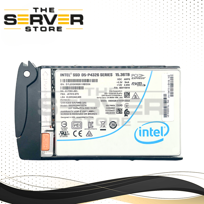 Intel 15.36TB NVMe U.2 PCIe Gen3.0 x4 RI 2.5" SSD D5-P4326 Series for Supermicro Server SSDPE2NV153T8