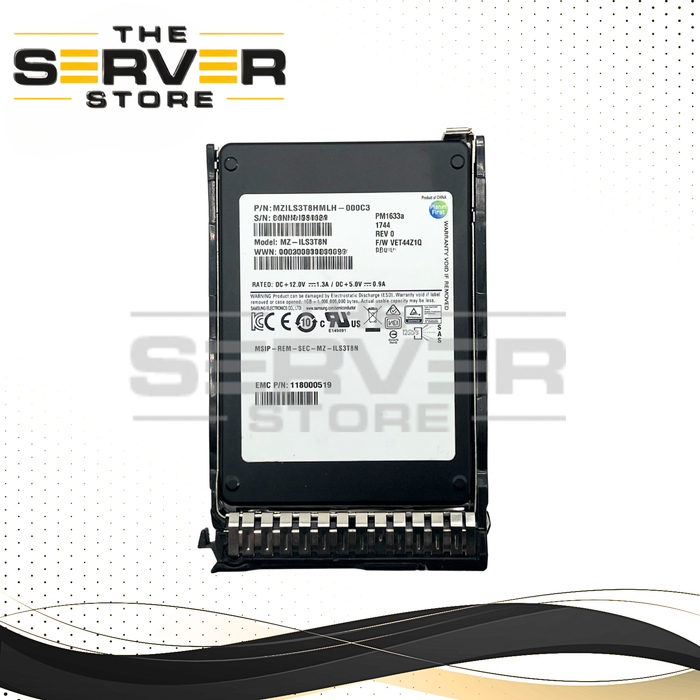 Samsung EMC 3.84TB SAS 12G RI SFF 2.5" 15mm SSD PM1633a Series MZ-ILS3T8N 118000519 for HPE ProLiant Server G8 G9 G10 (HPE SFF SC Tray Included)