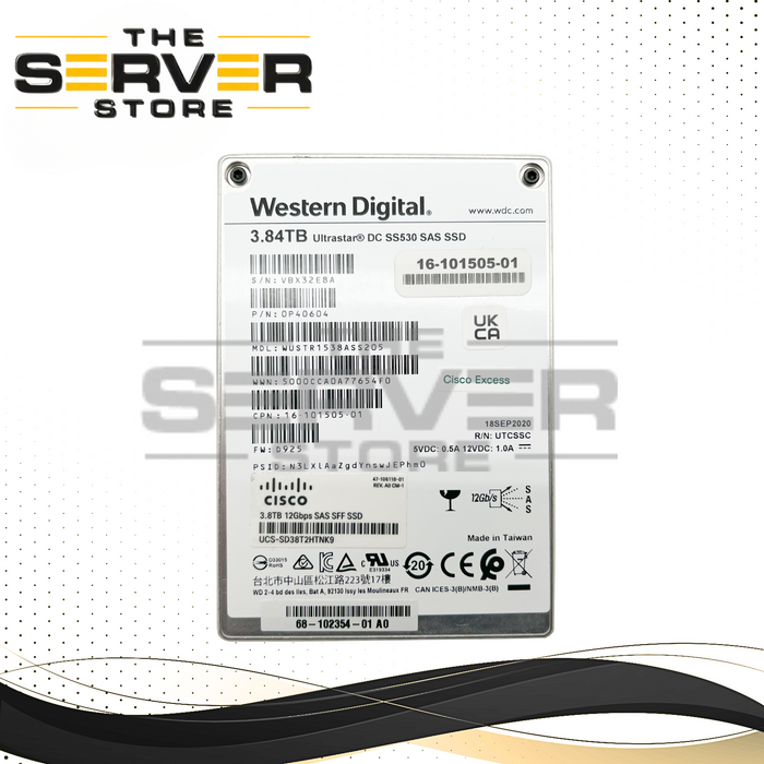 Cisco 3.84TB SAS 12G SFF 2.5" SSD (No Tray) WD WUSTR1538ASS205 0P40604