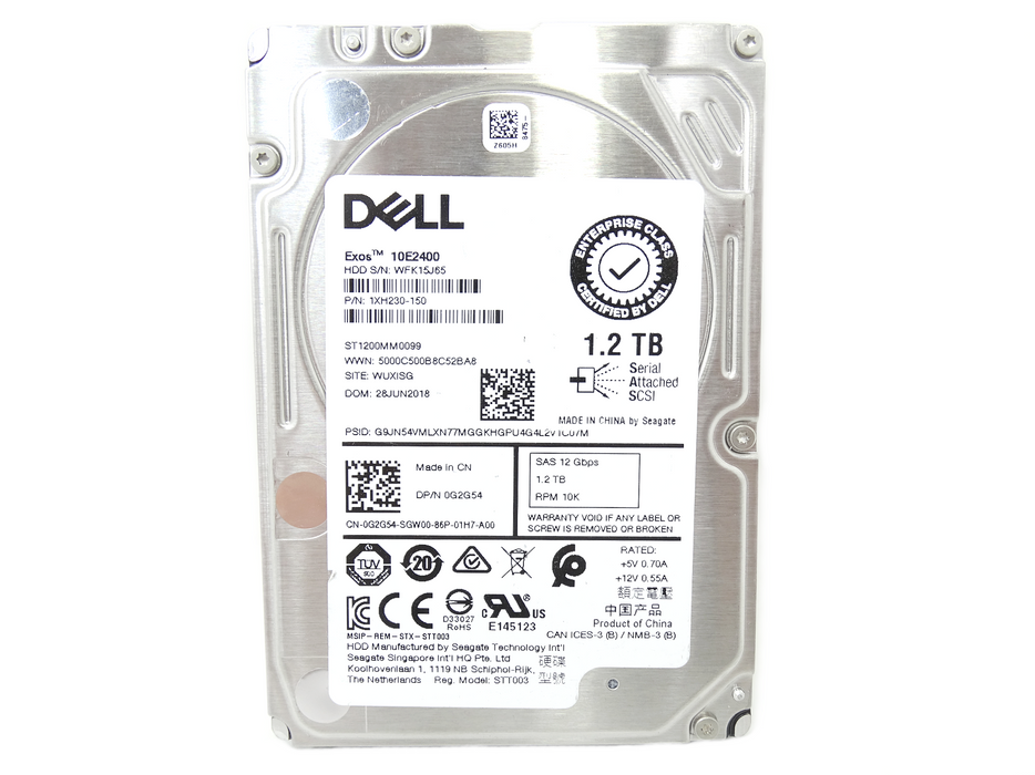 Dell 1.2TB 12GB/s 10K RPM SAS 2.5'' HDD Hard Drive (G2G54)