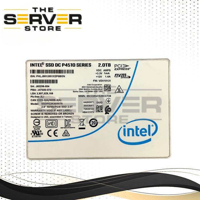 Intel 2TB NVMe x4 U.2 SFF 2.5" SSD DC P4510 Series SSDPE2KX020T8