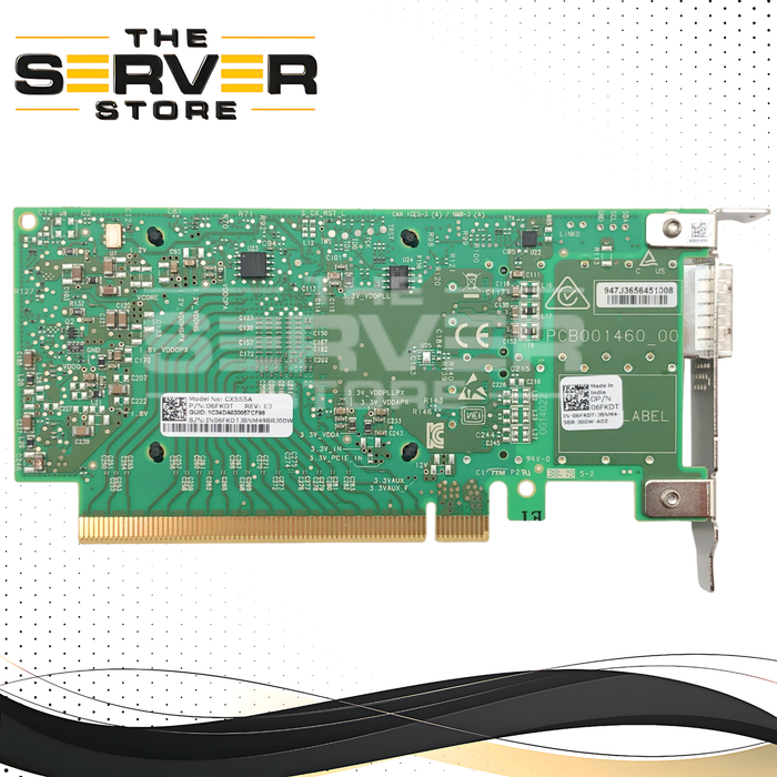 Dell Mellanox ConnectX-5 CX555A Single Port 100 Gigabit Ethernet (100GbE) Network Adapter. Low Profile (LP) Form Factor. P/N: 6FKDT, 06FKDT.