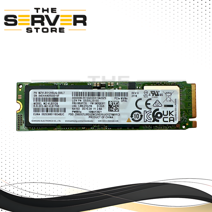 Lenovo 512GB NVMe 2280 M.2 PCIe Gen 3.0 x4 OPAL 2.0 SSD Samsung PM981A Series MZ-VLB512B MZVLB512HBJQ-000L7 00UP735