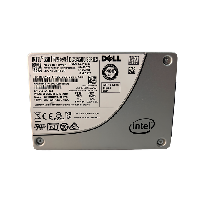 Intel DC S4500 Series 480GB 6Gbps SATA 2.5" SSD (FH49G)