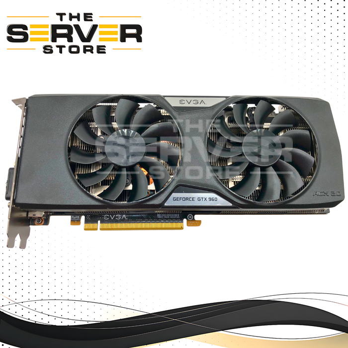 EVGA GeForce GTX 960 2GB GDDR5 SSC (Super SuperClocked) GAMING ACX 2.0+ Video Card. 1x DVI-I, 1x HDMI, 3x DisplayPort. P/N: 843368033583, 02G-P4-2966-B6, 02G-P4-2966-KR.